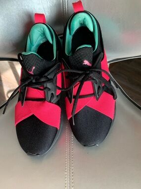 Puma Black, Hot Pink & Teal Low-Top Athletic Sneakers